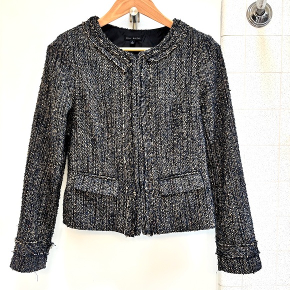 Willi Smith Jackets & Blazers - Willi Smith Black Cream Blue Tweed Size Large fits like Small Wool Blend Blazer